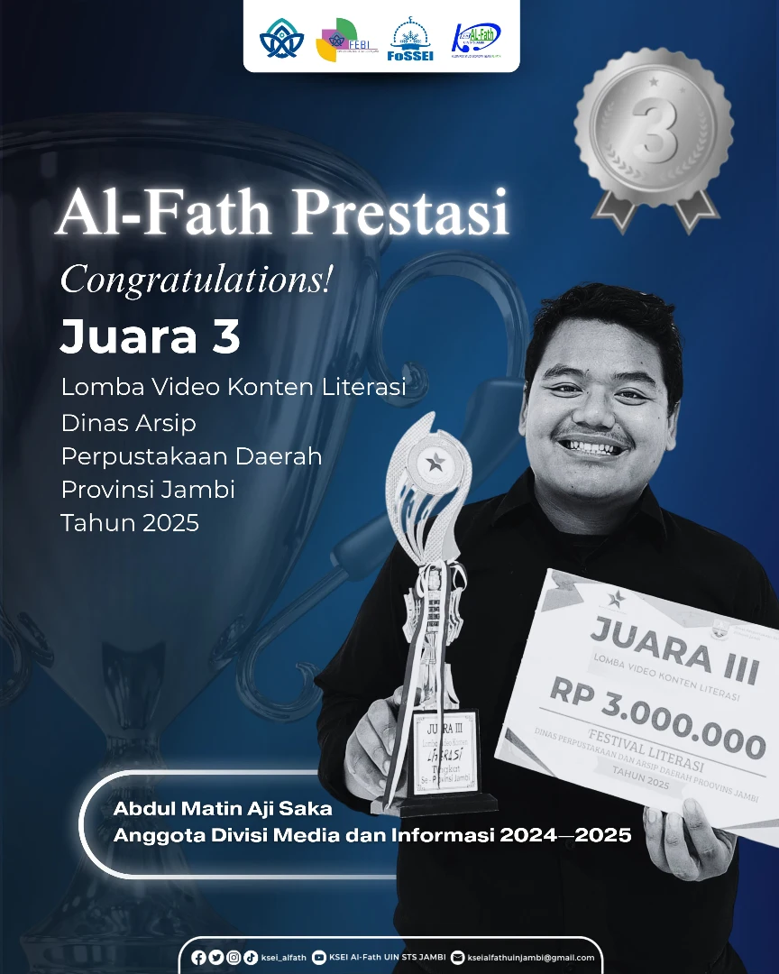 Juara III Lomba Video Konten Literasi Dinas Arsip Perpustakaan Daerah Provinsi Jambi Tahun 2025